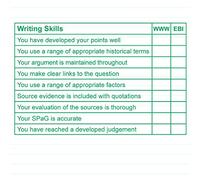 History Writing Skills EBI / WWW, Key Stage 3 Teacher Stamp - Large Format 11x6cm. Choice ink colour (Green Ink)*