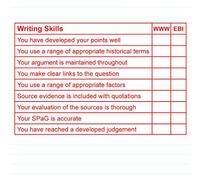 History Writing Skills EBI / WWW, Key Stage 3 Teacher Stamp - Large Format 11x6cm. Choice ink colour (Red Ink)*