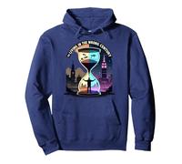 History's Living in the Wrong Century Time Travel Art Pullover Hoodie, Adult Unisex, Navy, M