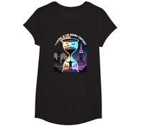 History's Living in The Wrong Century Time Travel Art T-Shirt, Girls, Black, XS