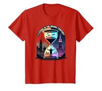 History's Living in The Wrong Century Time Travel Art T-Shirt, Kids, Red, 10 Years