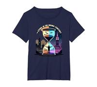 History's Living in The Wrong Century Time Travel Art T-Shirt, Women's Plus, Navy, 5X