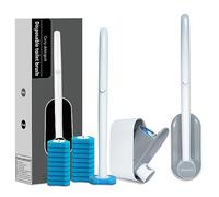 Hisucbetter 2Pack Disposable Toilet Brush and Holder with 16 Toilet Bowl Wand Refills Loaded Scrubbing Solution for Toilet Cleaning, Bathroom Cleaning Supplies Set, Grey(2-Pack)