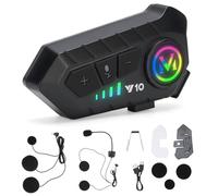 HISUEKIG 5.3 Motorbike Helmet Bluetooth Headset, Intercom Motorcycle Helmet Speakers, Motorbike Accessories with Soft/Hard Mic and Dual Noise Cancelation, Compatible with Full Face, Half