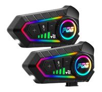 HISUEKIG 6.0 Motorcycle Helmet Speakers, Super Long Battery Life, Motorbike Helmet Bluetooth Headset with Soft/Hard Mic,IP56 Automatic Answer/Intelligent Noise/RGB LED Light (2 Set)