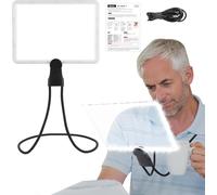 HISUEKIG Neck-hanging 5X Magnifying Glass with Light, Featuring Flexible Gooseneck 50 LEDs Full-page Magnification, Magnifier Measuring 9.5x7 Inch, Perfect for Elderly Individuals to Read Fine Text