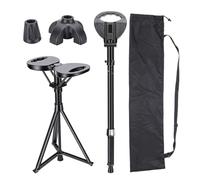 HISUEKIG Portable Walking Stick with Seat, Walking Cane Folding Lightweight, 2-In-1 Cane Stool for Adults, Aluminum Walking Sticks for Men and Women with Carry Bag
