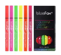 HISUNBEN 6 Colors Uv Neon Night Glow , Body Paint,Water-Based Face Paint For Halloween, For Women Adults ,Kids Face Paint (6 Colors UV Glow Matte Eyeliner Set)