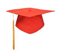 HISUNBEN Graduation Cap for Adults, Graduation Hat for Bachelor Unisex Mortarboard Caps with Tassel for High School University College Ceremony, Red Cap -Yellow Tassel