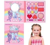 HISUNBEN Makeup Sets for Girls,14 Colors Children's Makeup Toys with Mirror,Non-Toxic Kids Cosmetics with 1 Washable Brushes, Stage Performance Halloween Birthday Party Beauty Set Gift