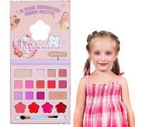 HISUNBEN Makeup Sets for Girls,17 Colors Children's Makeup Toys with Mirror,Non-Toxic Kids Cosmetics with 1 Washable Brushes, Stage Performance Halloween Birthday Party Beauty Set Gift