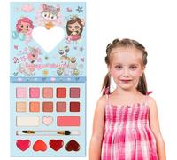 HISUNBEN Makeup Sets for Girls,17 Colors Children's Makeup Toys with Mirror,Non-Toxic Kids Cosmetics with 1 Washable Brushes, Stage Performance Halloween Birthday Party Beauty Set Gift