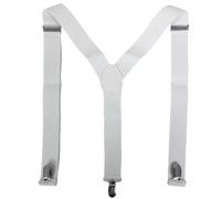 HISUNBEN Mens Braces, 3.5cm Wide Heavy Duty Suspenders with Strong Metal Clips, Adjustable ElasticTrousers Braces, One Size for Men Women Business Wedding Casual(White)
