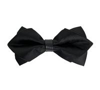 HISUNBEN Men's Solid Color Pre-tied Bow Tie Adjustable Tuxedo Two Layer Bow Tie with Gift Box(Black-04)