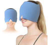 HISUNBEN Migraine Relief Cap, Reusable Cold Hot Therapy Migraine and Headache Relief Cap, Single-Sided Gel Ice Hot Head Wrap for Chronic Migraine, Tension Headache, Sinus Stress (Sky Blue)