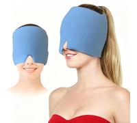 HISUNBEN Migraine Relief Cap, Reusable Cold Hot Therapy Migraine and Headache Relief Cap, Single-Sided Gel Ice Hot Head Wrap for Chronic Migraine, Tension Headache, Sinus Stress (Sky Blue-2)