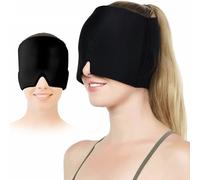 HISUNBEN Migraine Relief Cap, Reusable Cold Hot Therapy Migraine and Headache Relief Cap, Single-Sided Gel Ice Hot Head Wrap for Chronic Migraine, Tension Headache, Sinus Stress (Noble Black)