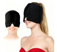 HISUNBEN Migraine Relief Cap, Reusable Cold Hot Therapy Migraine and Headache Relief Cap, Single-Sided Gel Ice Hot Head Wrap for Chronic Migraine, Tension Headache, Sinus Stress (Noble Black-2)