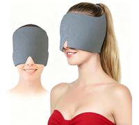 HISUNBEN Migraine Relief Cap, Reusable Cold Hot Therapy Migraine and Headache Relief Cap, Single-Sided Gel Ice Hot Head Wrap for Chronic Migraine, Tension Headache, Sinus Stress (Quiet Grey-2)