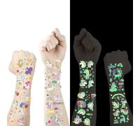 HISUNBEN Temporary Tattoo for Kids,Glow in the Dark,Glitter, Stickers for Boys Girls Waterproof Fake Glitter,10PSC Birthday Gifts (Unicorn Tattoos)