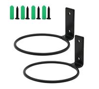 hisunfarm 2 Pcs 4 Inch Flower Pot Holder Hangers,Ring Wall Mounted Planter Hook, Iron Black Collapsible Bracket for Outdoor and Indoor Use (4 Inch)