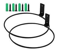 hisunfarm Flower Pot Holder Ring, 2 Pcs 8 Inch Flower Pot Holder Hangers, Ring Wall Mounted Planter Hook, Iron Black Collapsible Bracket for Outdoor and Indoor Use (8 Inch)