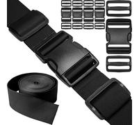 HISUNTEC 2 inch Straps Buckles Set: Nylon Webbing Strap 6 yard, Side Release Plastic Buckle 5 pack, Tri-glide Slide Clip 10 pcs, Heavy Duty Quick Snap Fasteners Dual Adjustable No Sewing Required