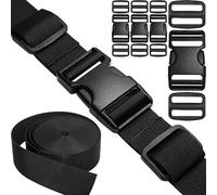 HISUNTEC Buckles for 1" Straps: 6 set Side Release Buckle + 12 pcs Tri-Glide Sliders Fit 1 inch (25mm) Wide Nylon Webbing, Plastic Clip Quick Fasteners Replacement Heavy Duty Dual Adjustable No Sew