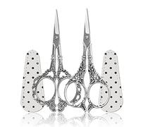 Hisuper 2 Pairs Crafting Scissors 4.5 Inch Sewing Scissors Small Sharp Craft Scissors with Leather Scissors Cover Embroidery Scissor Shears for Fabric Needlework Crochet Threading Tool