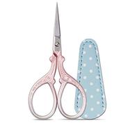 Hisuper Art Deco Pink Purple Embroidery Scissors, 3.6 inch Stainless Steel, Leather Cover, Ambidextrous, 1 Count