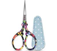 Hisuper Sewing Scissors Sharp Scissors Embroidery Scissors Crafting Threading Scissors with Leather Scissors Cover for Needlework Craft Art Work Manual Sewing Handicraft DIY Tool Black Flower