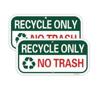 HISVISION (2 Pack) Recycle Only No Trash Signs, 12"x6" Recycling Sign, Rust Free Reflective Aluminum, Fade/Weather Resistant, Waterproof, UV Protected, Indoor/Outdoor Use, Easy to Install