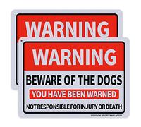 HISVISION Beware of Dog Sign 2 Pack, 10x7 Inches Aluminum Warning Dogs Sign, UV Protected, Ink Printing, Weatherproof, Easy to Install, Beware of Dog Signs for Home, Business