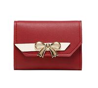 Hit Colour Women's Bow Tie Hasp Purse Multiple Card Slots Clutch Bag Mobile Phone Case Security Chain Wallet, red, standard size