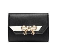 Hit Colour Women's Bow Tie Hasp Purse Multiple Card Slots Clutch Bag Mobile Phone Case Security Chain Wallet, black, standard size