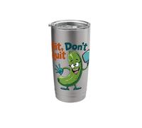 Hit Don't Quit Pickleball Humor Fun Cartoon Stainless Steel Insulated Tumbler