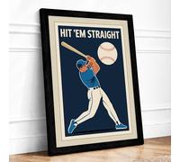 Hit Em Straight Vintage Framed Wall Art Print A1 Black