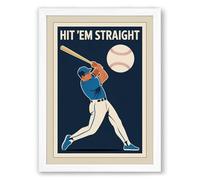 Hit Em Straight Vintage Framed Wall Art Print A2 (59.4×42cm) White, Wall Decor for Living Room, Bedroom, Office & Home, Ready to Hang, Art Gift