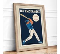 Hit Em Straight Vintage Framed Wall Art Print A4 Oak