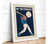 Hit Em Straight Vintage Framed Wall Art Print A4 White
