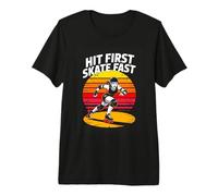 Hit First Skate Fast Roller Derby Power Team Premium T-Shirt