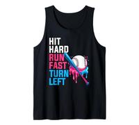 Hit Hard Run Fast Turn Left Baseball Drip Ice Cream Dripping Tank Top