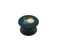 Hit Hard Run Fast Turn Left Baseball Funny Sport Mom Dad PopSockets Adhesive PopGrip