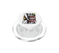 Hit Hard Run Fast Turn Left Baseball Funny Sport Mom Dad PopSockets PopGrip for MagSafe