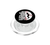Hit Hard Run Fast Turn Left Baseball Player Quote Vintage PopSockets PopGrip for MagSafe