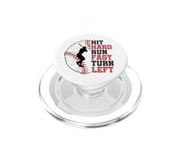 Hit Hard Run Fast Turn Left Baseball Player Quote Vintage PopSockets PopGrip for MagSafe