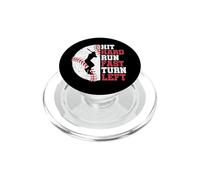 Hit Hard Run Fast Turn Left Baseball Player Quote Vintage PopSockets PopGrip for MagSafe
