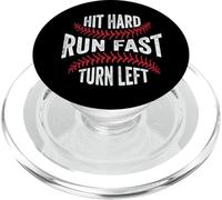 Hit Hard Run Fast Turn Left Funny Baseball Player PopSockets PopGrip for MagSafe