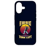 Hit Hard Run Fast Turn Left Funny Vintage Baseball Retro Case for iPhone 17
