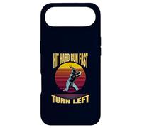 Hit Hard Run Fast Turn Left Funny Vintage Baseball Retro Case for iPhone Air